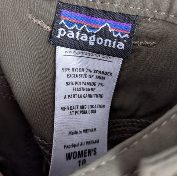 PATAGONIA roll up cargo light weight trail hiking shorts khaki green size 10 @Z - Picture 4 of 11